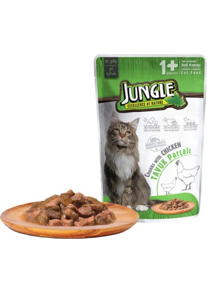 Jungle Pouch Kedi Tavuklu Jöleli Yaş Mama 100 Gr.