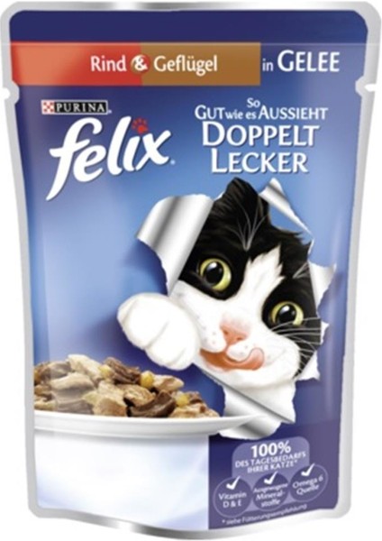 Felix Çifte Lezzet Etli Tavuklu Etli Kedi Konservesi 100 gr