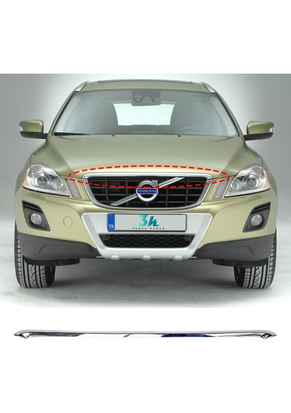 Volvo XC60 Kaput Uç Krom Nikelajı Çıtası 2009 2010 2011 2012 2013