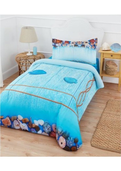 Mavi Tek Kişilik Nevresim Takımı Milos