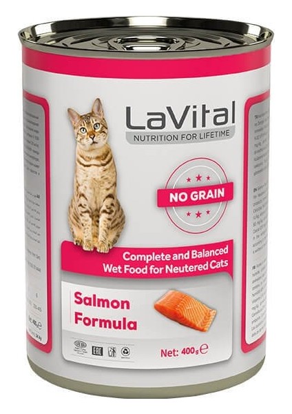 Lavital Sterilised Tahılsız Somonlu Kısır Kedi Konservesi 400 gr