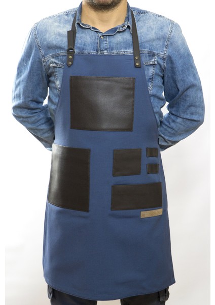 Özel Tasarım Barista Ahşap Seramik Kuaför Önlük 01 Leonardo Lacivert fiyatları