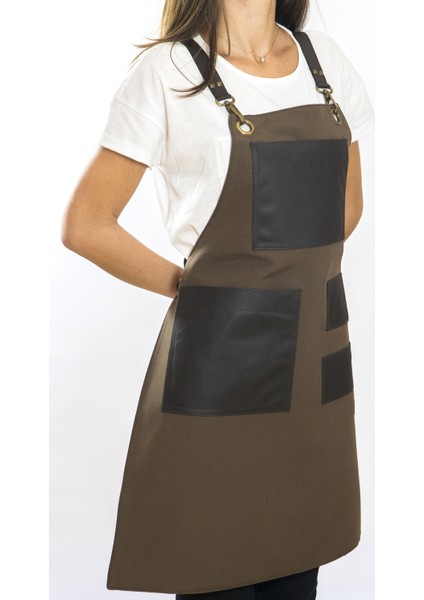 Özel Tasarım Barista Ahşap Seramik Kuaför Önlük 01B Kkahve