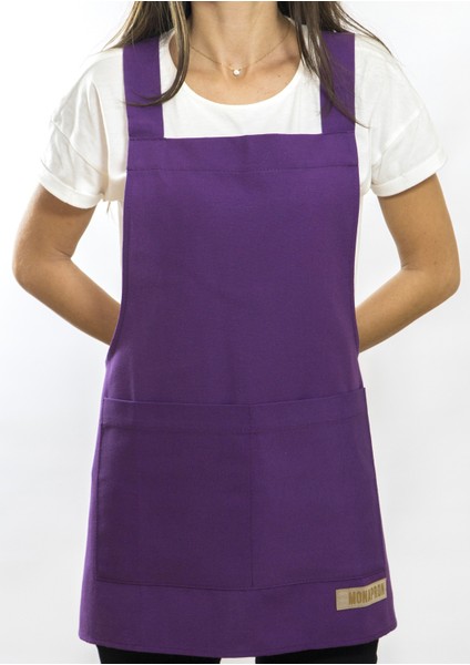 Özel Tasarım Barista Ahşap Seramik Kuaför Önlük 05 Monet Mor