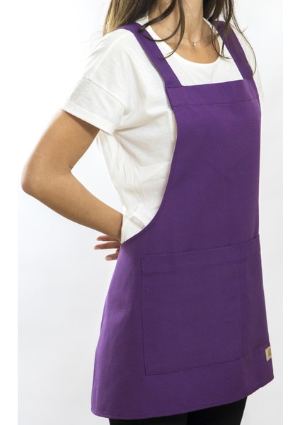 Özel Tasarım Barista Ahşap Seramik Kuaför Önlük 05 Monet Mor