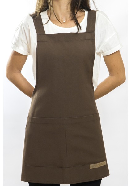 Özel Tasarım Barista Ahşap Seramik Kuaför Önlük 05B Monet Kahve