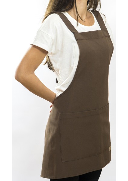 Özel Tasarım Barista Ahşap Seramik Kuaför Önlük 05B Monet Kahve