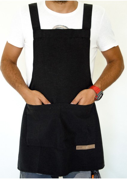 Özel Tasarım Barista Ahşap Seramik Kuaför Önlük 05B Monet Siyah