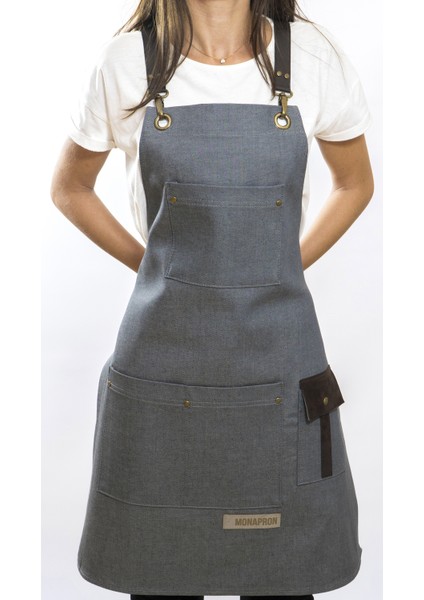 Özel Tasarım Barista Ahşap Seramik Kuaför Önlük 13B Mantegna Denim modelleri