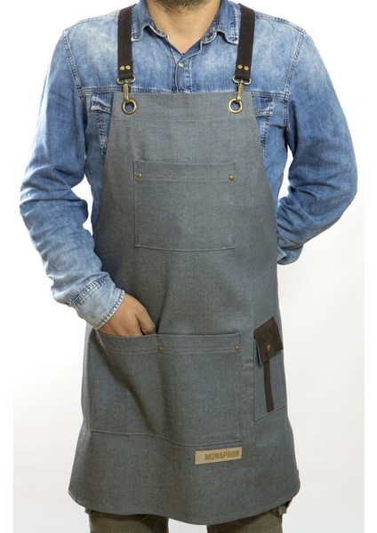 Özel Tasarım Barista Ahşap Seramik Kuaför Önlük 13B Mantegna Denim fırsatları