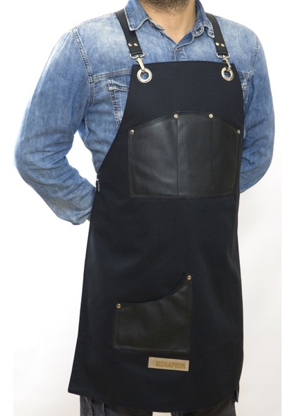 Özel Tasarım Barista Ahşap Seramik Kuaför Önlük 20 Giotto Siyah