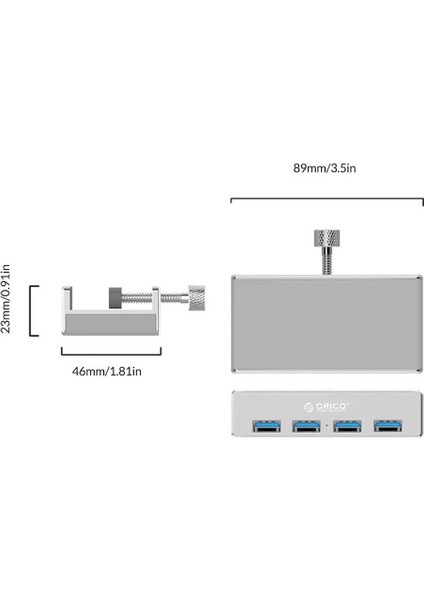 Orıco 4 Port USB 3.0 Çoklayıcı USB Hub MH4PU-SV-BP Metal Kasa Sabitlemeli