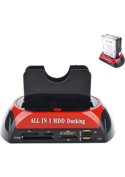 USB 2.0 2.5 / 3.5'' Inç Harddisk Ide Sata Docking Stand Kart Okuyucu HDD Klonlama