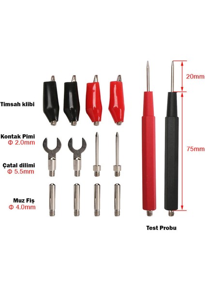 Çok Fonksiyonlu 16 Parça Prob Kablo Test Uçları Seti Multimetre