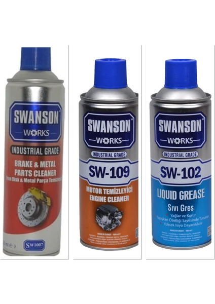 Swanson Works Balata Sprey Motor Temizleyici Sprey Gres Bakım Set