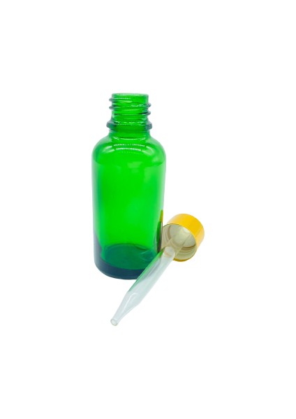 Cam Yeşil Şişe Ince Cam Damlalık Altın Kapak 10 Adet 30 ml