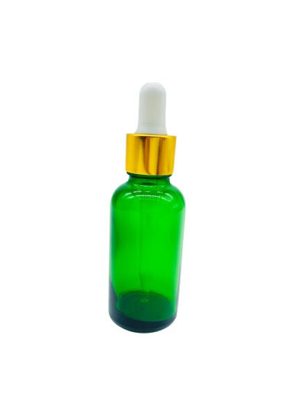 Cam Yeşil Şişe Ince Cam Damlalık Altın Kapak 10 Adet 30 ml