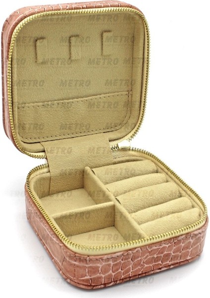 Krokodil Küçük Boy Fermuarlı Takı Kutusu Pembe