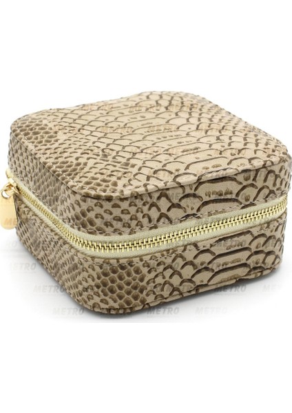 Krokodil Küçük Boy Fermuarlı Takı Kutusu Krem fiyatları