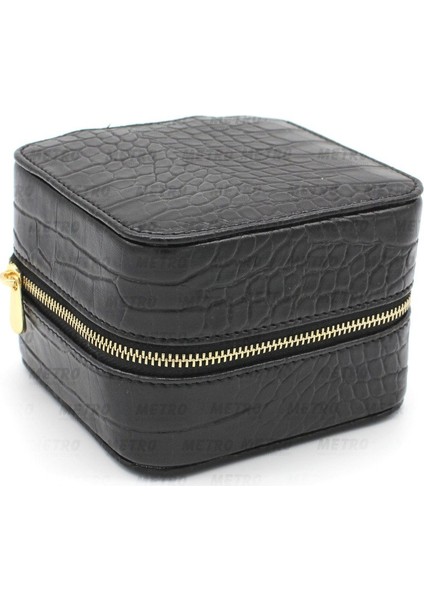Krokodil Orta Boy Fermuarlı Takı Kutusu Siyah fiyatları