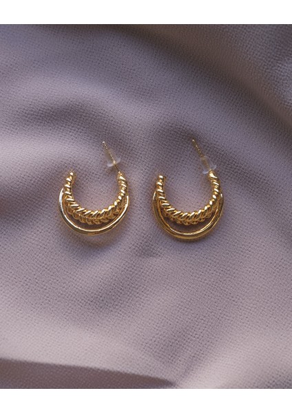 Miyu Accessories Mi Yu Accessories Altın Kaplama Halka Burgu Küpe