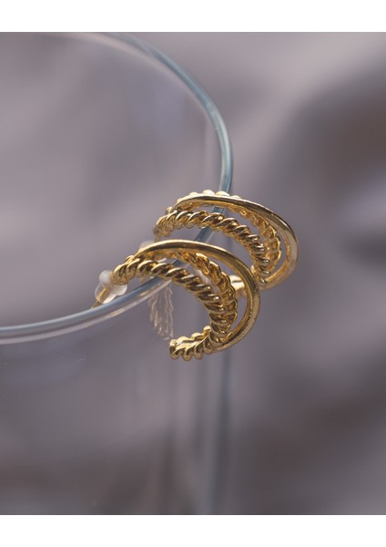 Miyu Accessories Mi Yu Accessories Altın Kaplama Halka Burgu Küpe