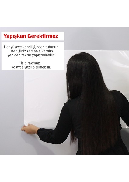 Pi Papers Akıllı Kağıt - 150x200 Cm Beyaz, 2 Adet Not Belge Fotoğraf Tutucu Özellikli Statik Sihirli Pano