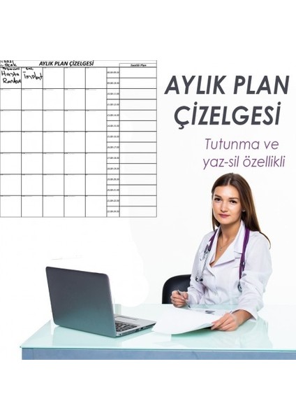 Pi Papers Aylık Plan Çizelgesi Akıllı Kağıt Tahta (Silgili Kalem Hediye)