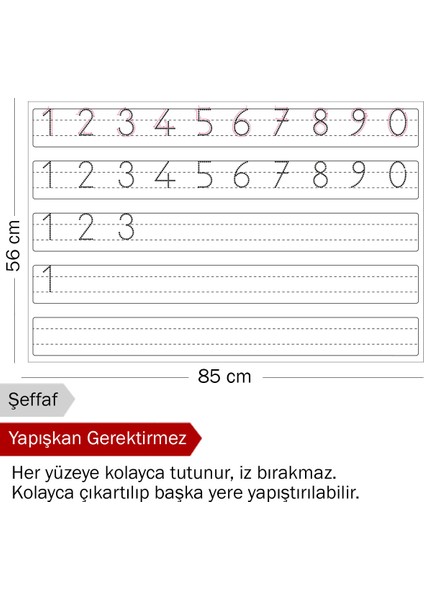 Rakam Yazma Çalışması - Yapışkansız Kendiliğinden Tutunan, Sihirli Pratik Akıllı Kağıt Yazı Tahtası