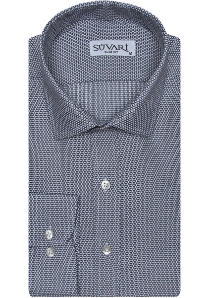 Slim Fit Armür Desenli Erkek Gömlek modelleri