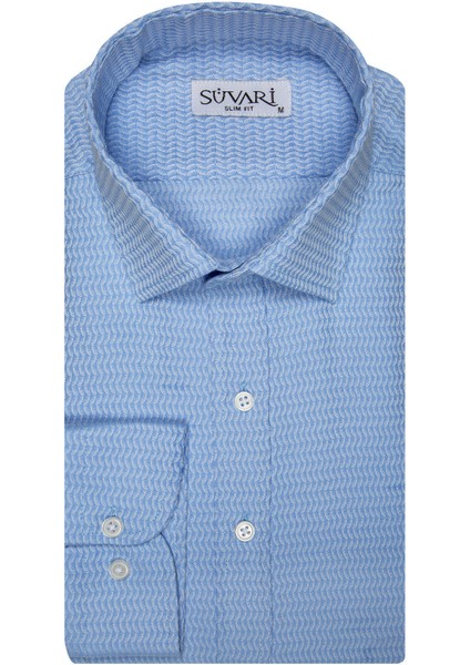 Slim Fit Armür Desenli Erkek Gömlek fırsatları