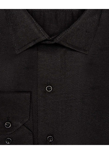 Slim Fit Armür Desenli Erkek Gömlek