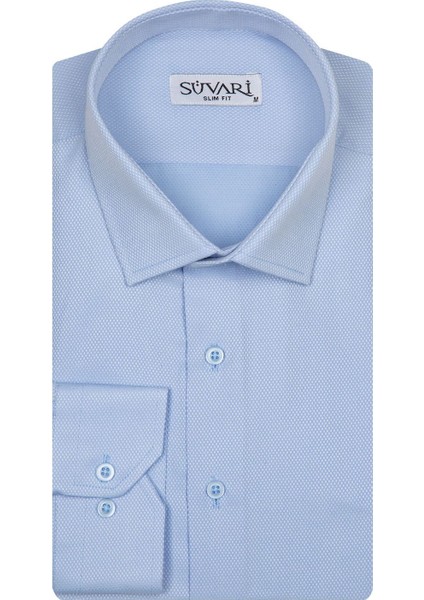 Slim Fit Armür Desenli Erkek Gömlek