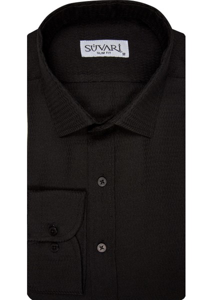 Slim Fit Armür Desenli Erkek Gömlek fiyatları