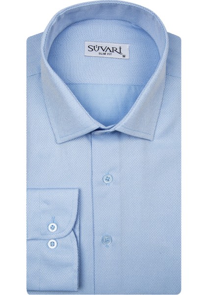 Slim Fit Armür Desenli Erkek Gömlek