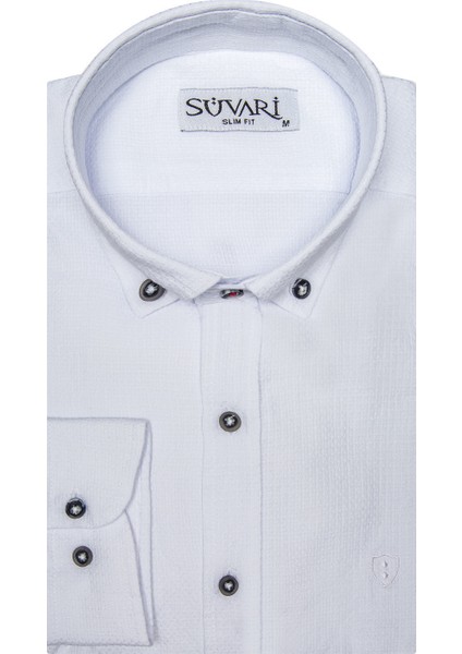 Slim Fit Armür Desenli Erkek Gömlek fiyatları