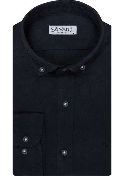 Slim Fit Armür Desenli Erkek Gömlek indirimleri