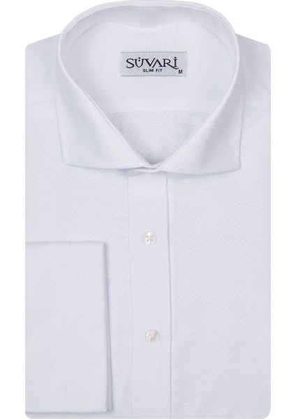 Slim Fit Armür Desenli Erkek Gömlek