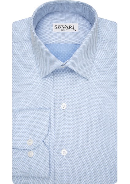 Slim Fit Armür Desenli Erkek Gömlek