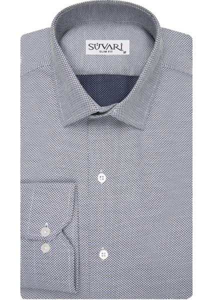 Slim Fit Armür Desenli Erkek Gömlek fırsatları