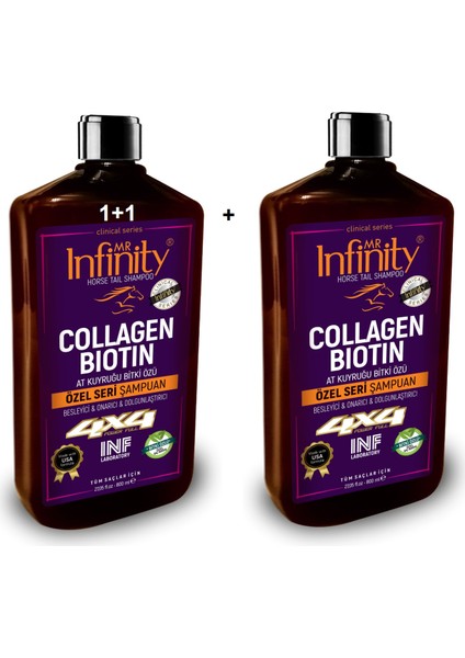 Mr Infinity Biotin & Collagen At Kuyruğu Bitki Özlü Bakım Şampuanı 800 ml x 2 ( )