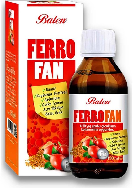 Ferrofan Demir Çinko Kuşburnu Spirulina Ekstresi 3 x 150 ml fiyatları