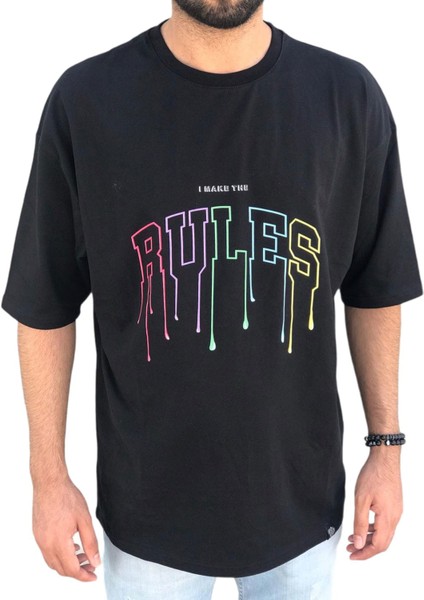 Rules Baskılı Oversize T-Shirt