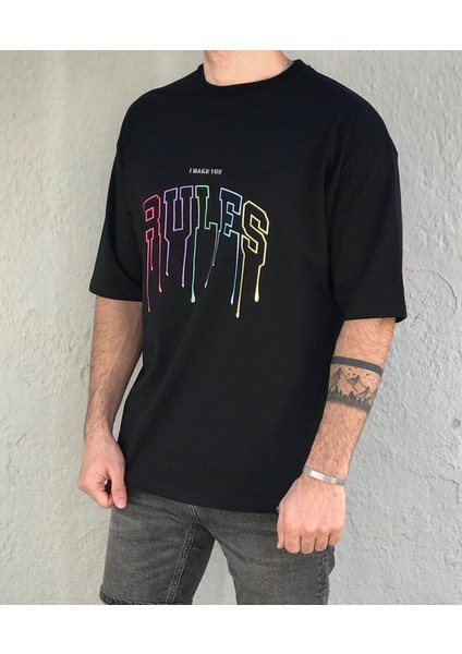 Rules Baskılı Oversize T-Shirt