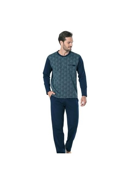 3lü Erkek Pijama Takımı 5450 Mavi