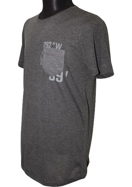 – Erkek Cep Çizgili Baskılı T-Shirt – Antrasit fırsatları