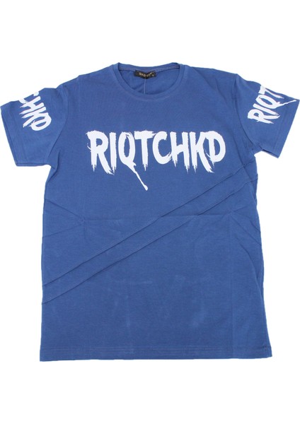 Bisiklet Yaka Erkek TshirtKoyu Mavi