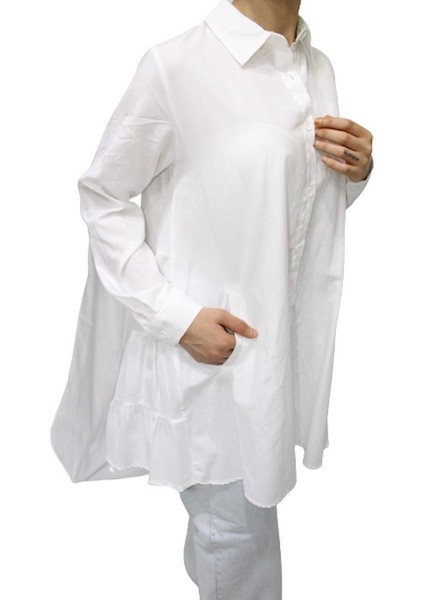 - Kadın Arka Kat Kat Tunik Gömlek - Ekru fiyatları