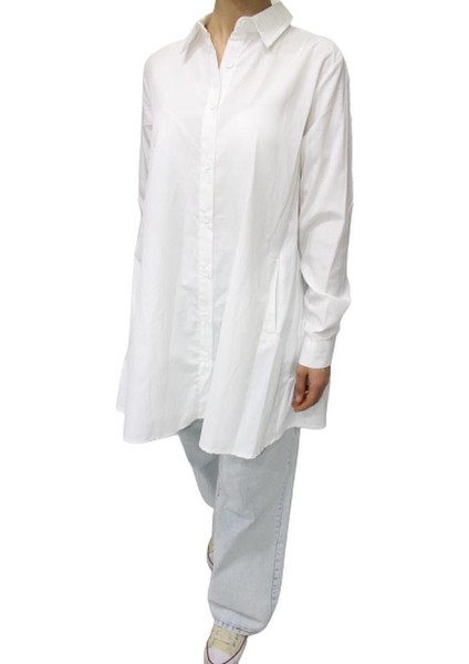 - Kadın Arka Kat Kat Tunik Gömlek - Ekru modelleri