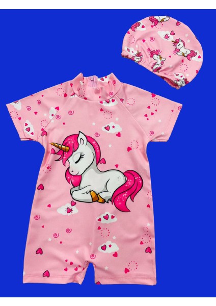 Kız Çocuk Uykucu Unicorn Hassas Ten Tam Vücut Mayo ve Bone - Surfers fiyatları